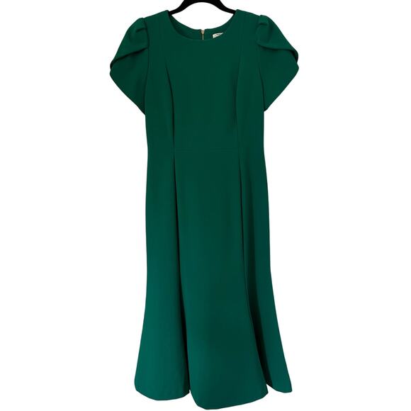 Calvin Klein Emerald Green Mermaid Tulip Sleeve Dress Size 8 - Picture 1 of 13